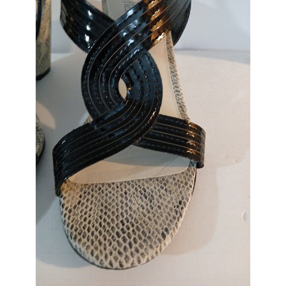 Anne Klein Iflex Black Faux Snake Skin Wedge Pump Womens 8.5 M Open Toe Pretty - Picture 15 of 16